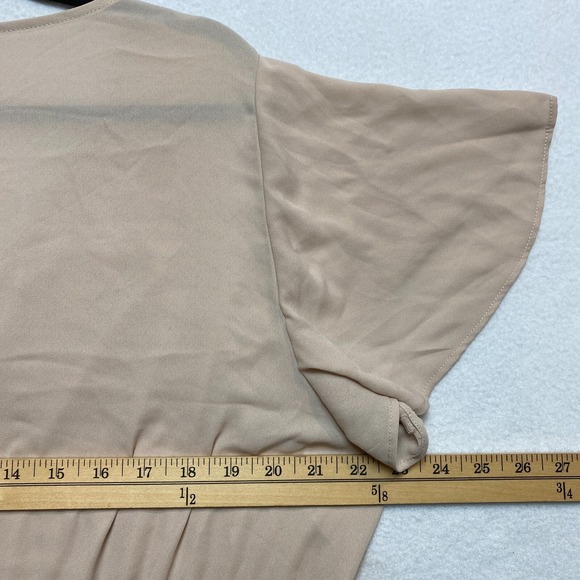 Torrid Blouse Womens2X Blush Twist Surplice Mushroom Georgette Flutter $45 - Picture 9 of 11